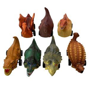 Pull Back Dinosaur Cars Lot of 7 Assorted Colors Designs Textures Rolling Toys